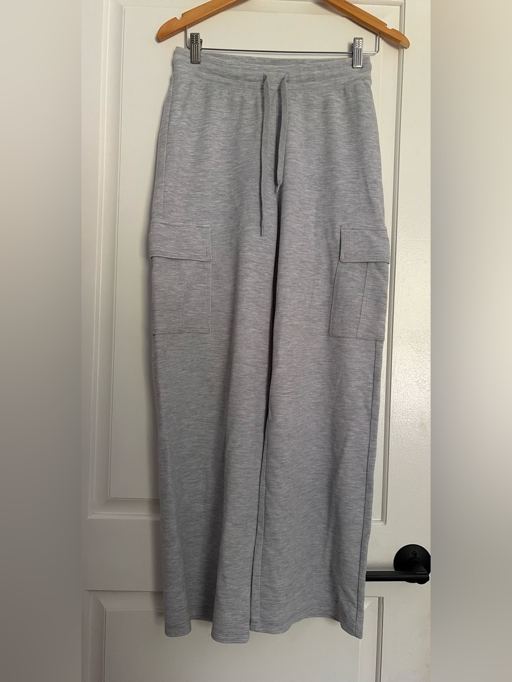 TNA Light Gray Cargo Track Pants waffle knit